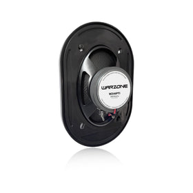 Warzone WZ46PTi woofer close-up highlighting glass fiber cone for clear mids