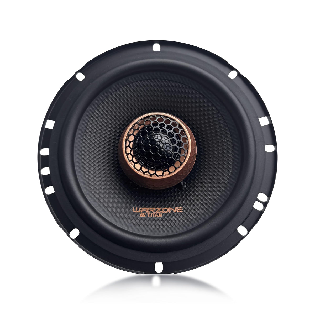 Warzone WZ65PTi PEI dome tweeter detail for crisp high-frequency clarity