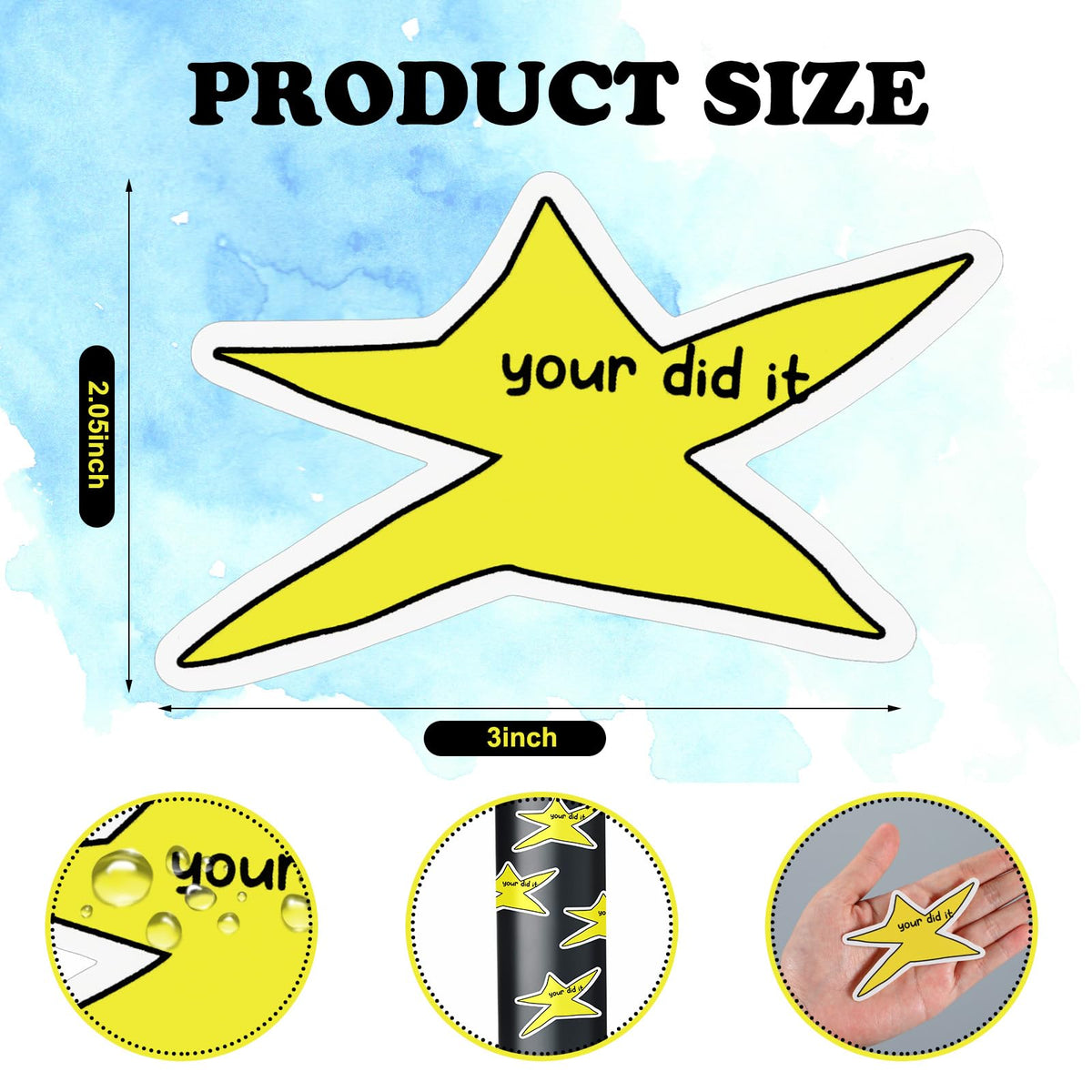 Watersay waterproof die-cut sticker for laptop highlights durable, color-saturated design.