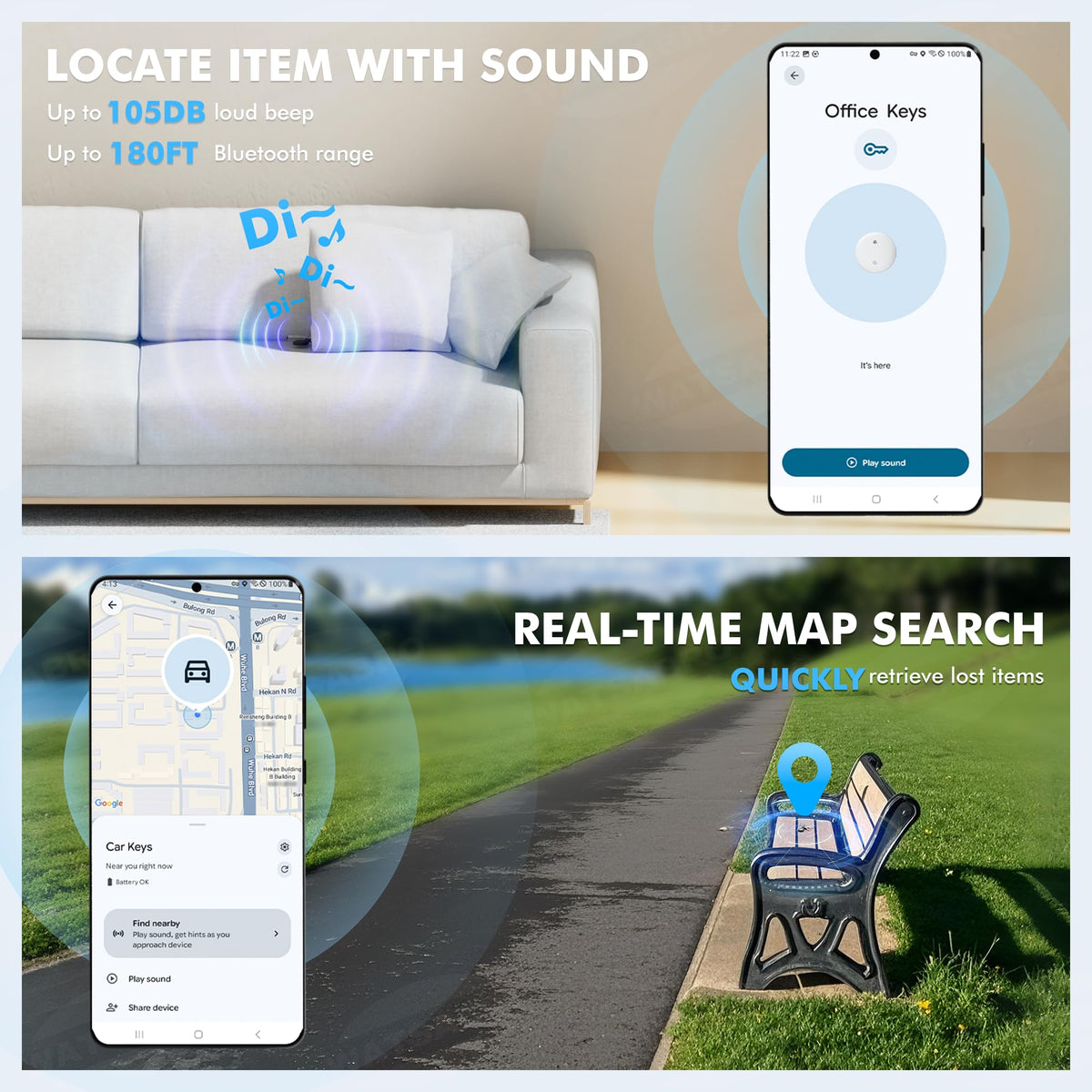 WATSABRO proximity screen in Find My Device app guiding location