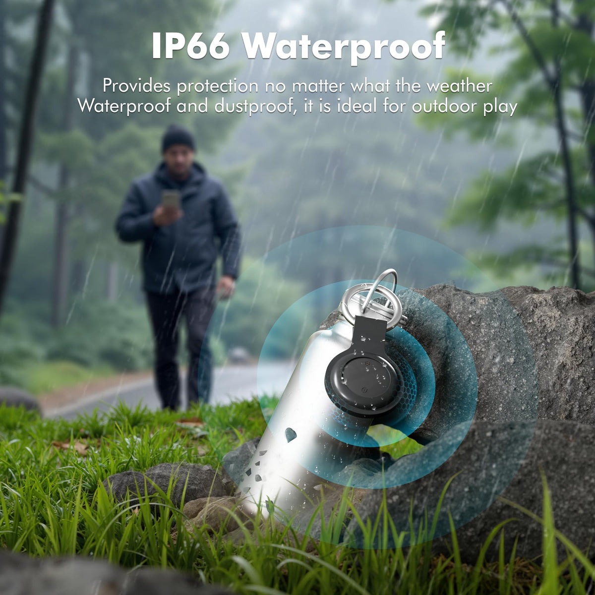 WATSABRO tracker attached to a keyring for quick everyday retrieval