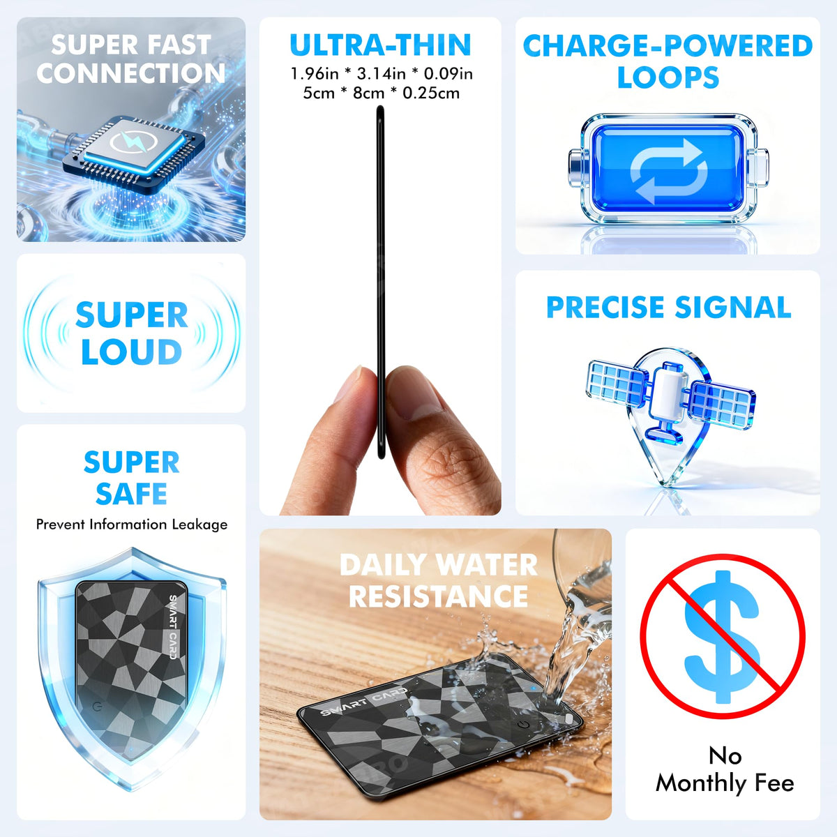 WATSABRO Wallet Tracker Card with a loud alarm helps locate a missed item.