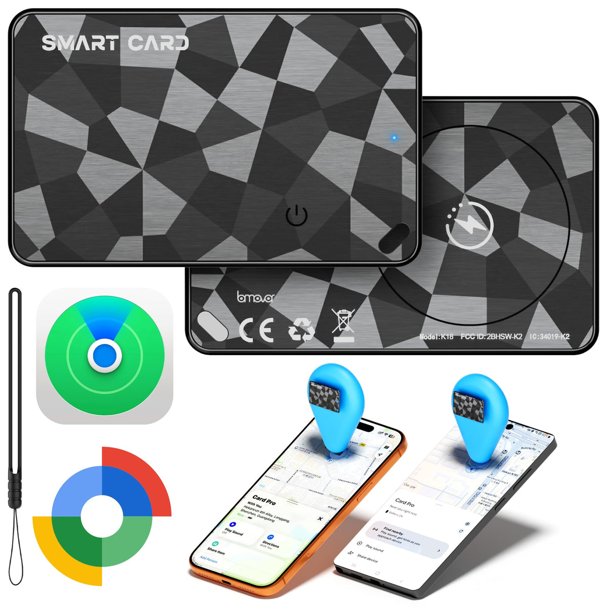 WATSABRO Wallet Tracker Card in a slim design fits easily in a card slot.