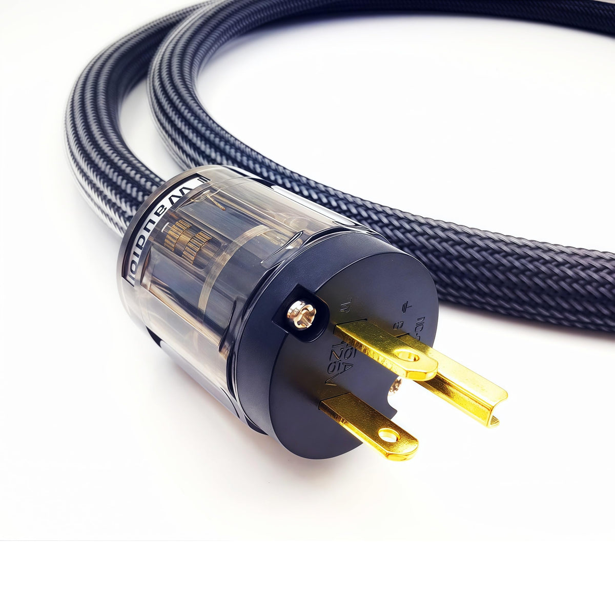 WAudio cable close-up on oxygen-free copper conductors showing improved conductivity