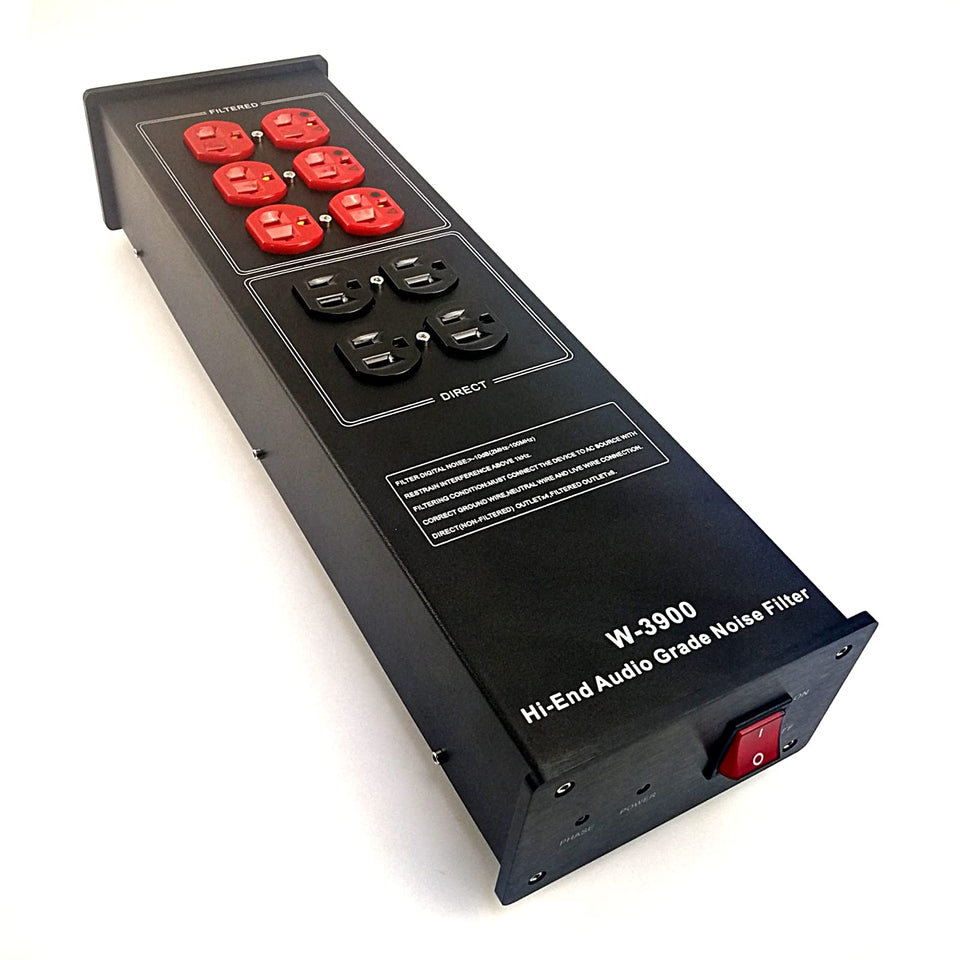 WAudio W-3900 front view power filter for cleaner audio and video performance.