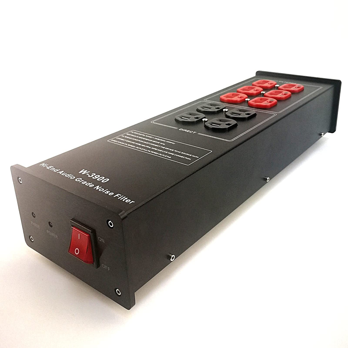 WAudio W-3900 surge protection indicator highlights protective power for home theater.