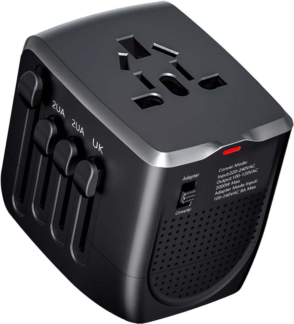 WAUDM front view showing ports and plug interfaces for easy international use