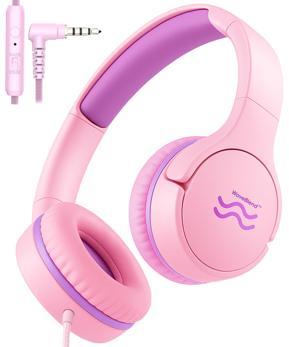 WaveBlend kids headphones with mic, foldable design for easy packing and travel