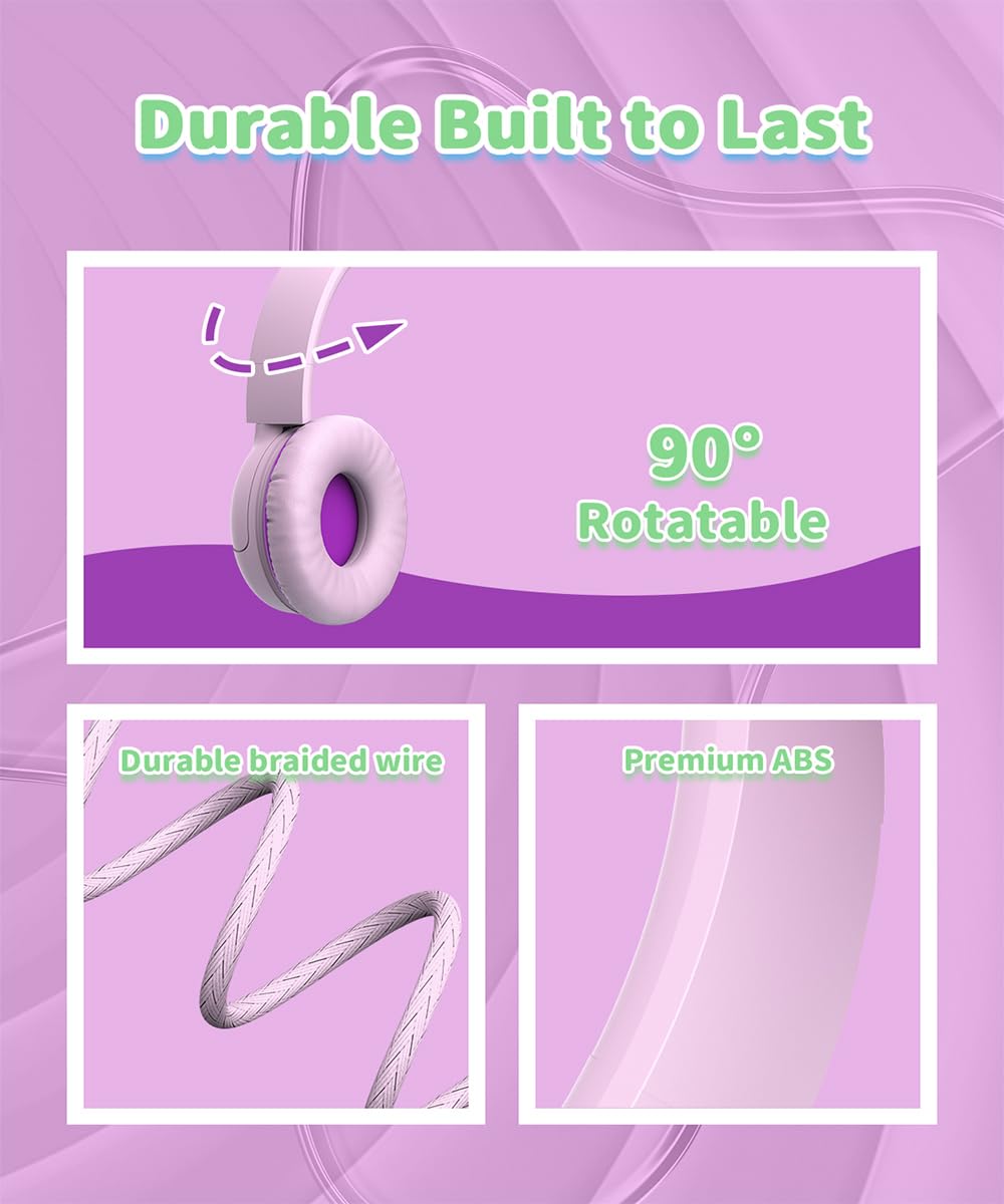 WaveBlend pink-purple headphones add playful style for kids
