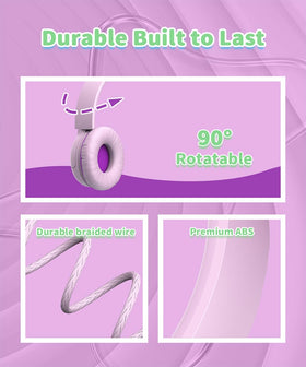 WaveBlend pink-purple headphones add playful style for kids