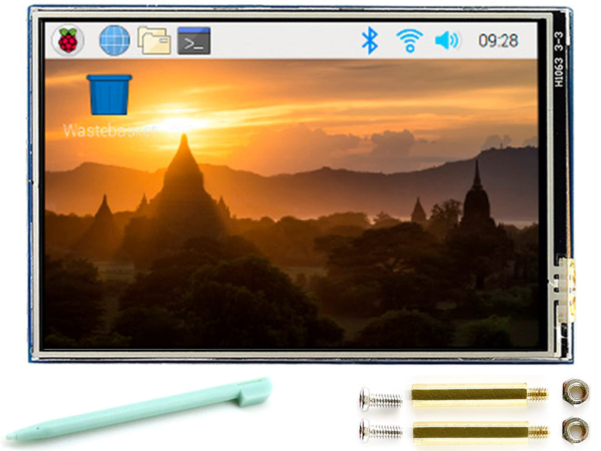 Waveshare 3.5-inch LCD front view, compact touch display for Raspberry Pi projects