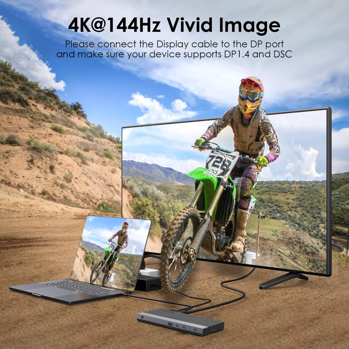 WAVLINK supports 4K at 144Hz on compatible GPUs for smooth work sessions
