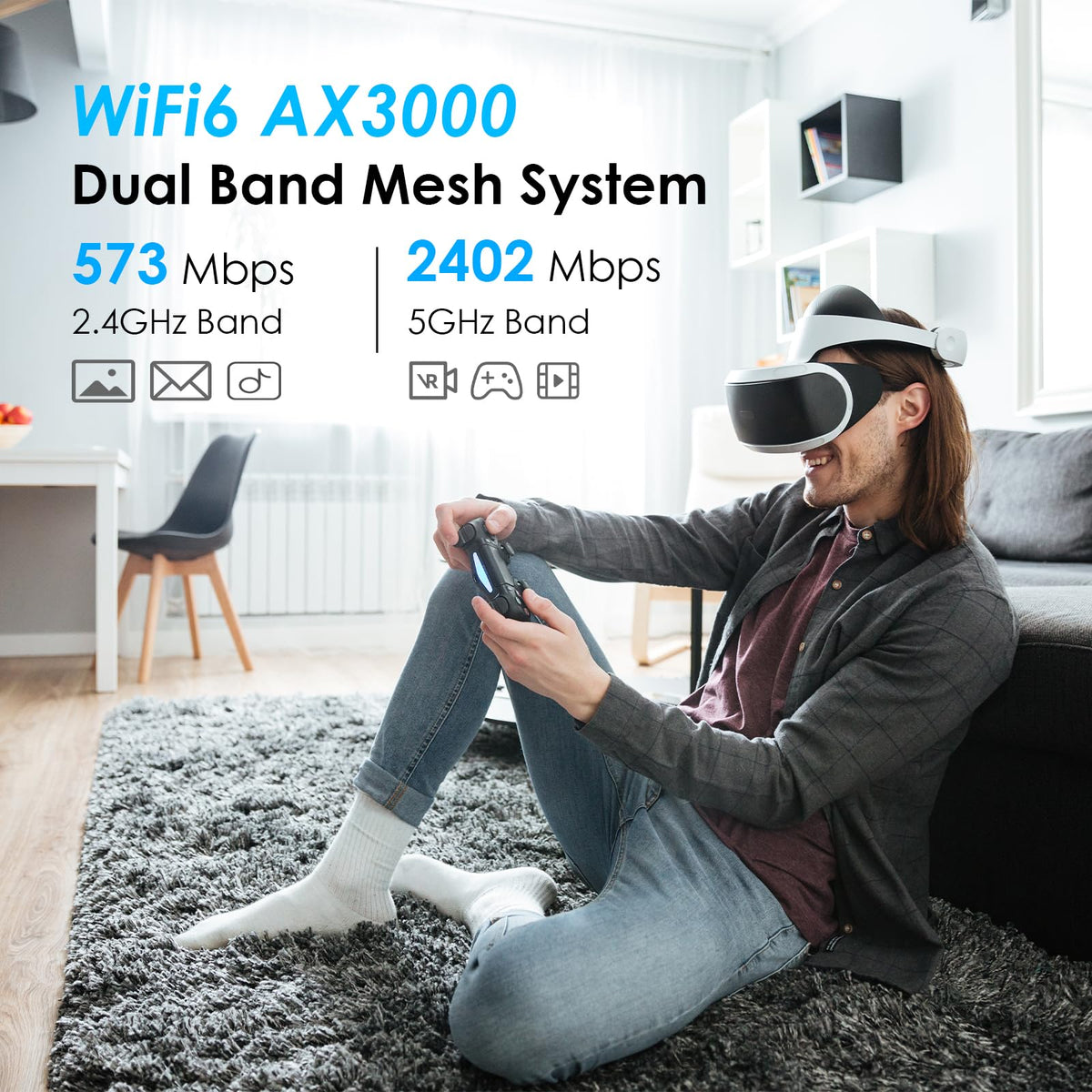 WAVLINK AX3000 antenna close-up showing textured finish and improved signal stability