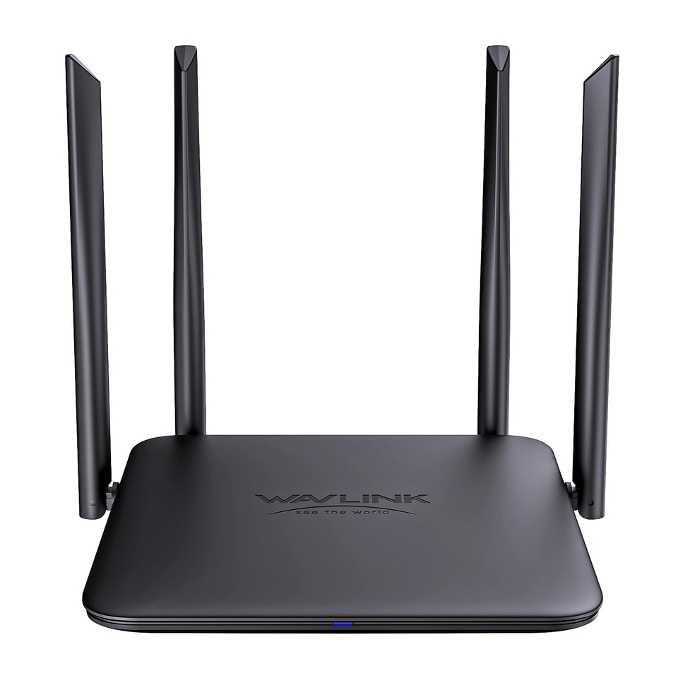WAVLINK BE5100 top view with four antennas for broad coverage.