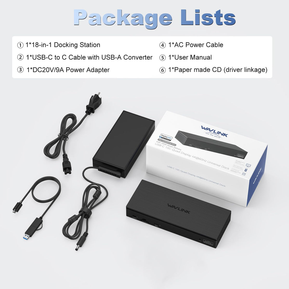 Compatible with Mac M1–M5 and Windows devices via WAVLINK dock.