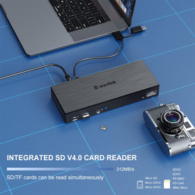 SD 4.0 card reader speeds up media transfers with WAVLINK dock.