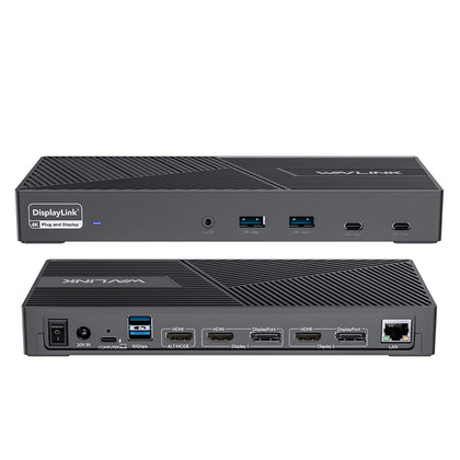 WAVLINK DisplayLink docking supports triple 4K60Hz monitors for expanded workspace.