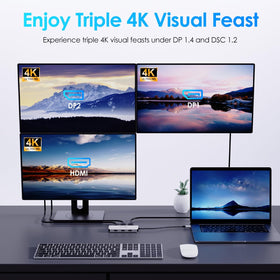 WAVLINK connected to a DisplayPort 8K monitor showing high-resolution video capability