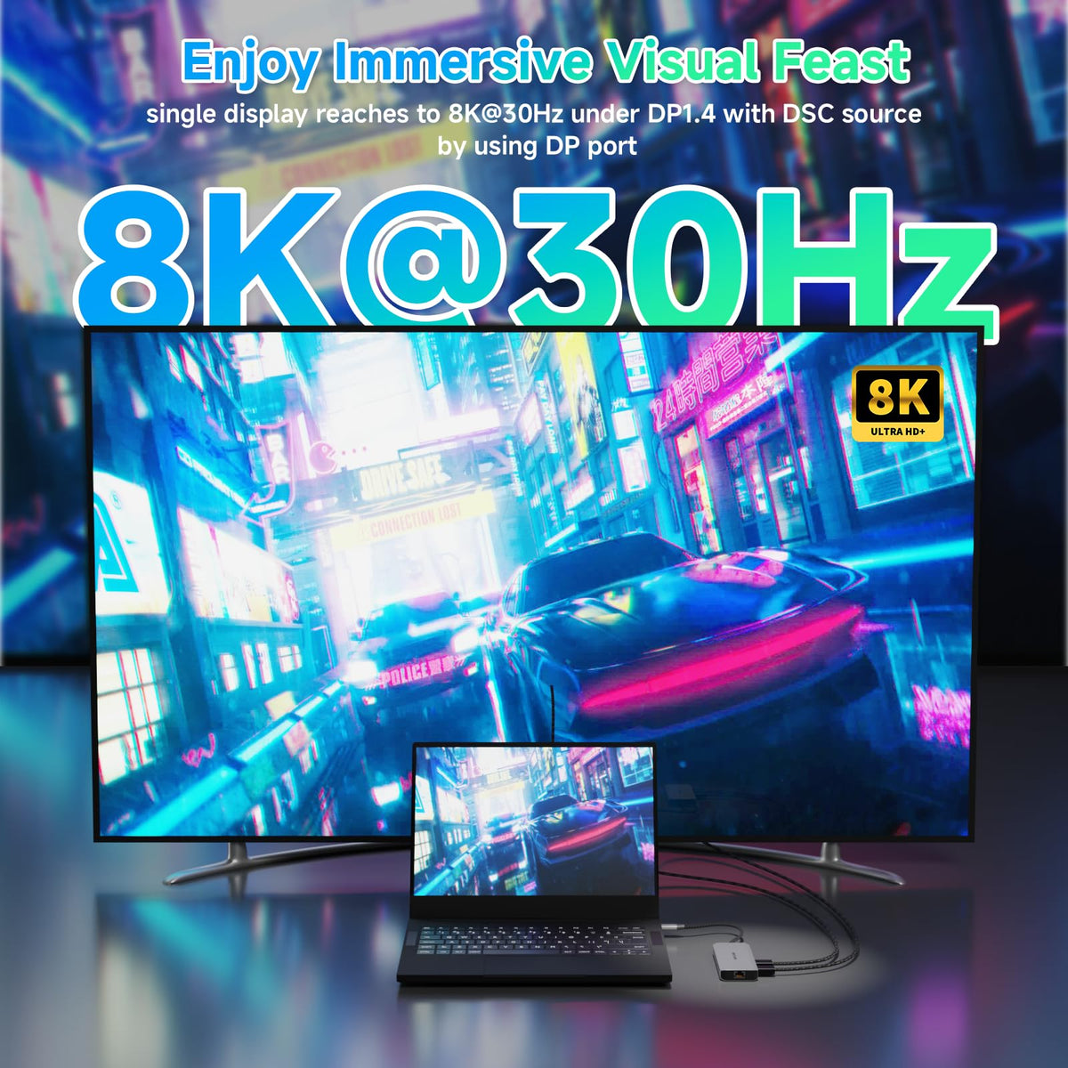 WAVLINK DisplayPort and HDMI side view enabling dual-monitor productivity