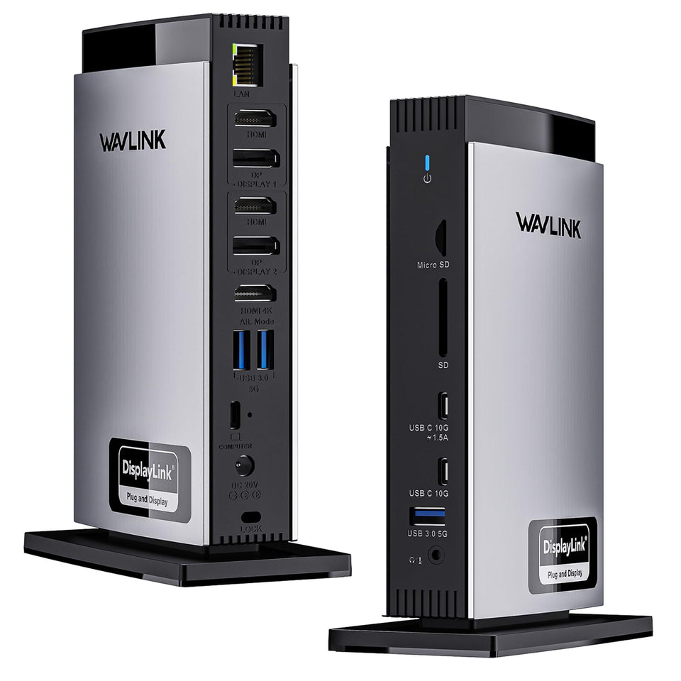 WAVLINK Dock 3 Monitors front view shows accessible port layout for quick setup