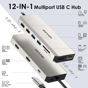 WAVLINK dock closeup of rear ports for quick connection identification
