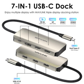 WAVLINK close-up of rear ports highlighting easy multi-monitor connections