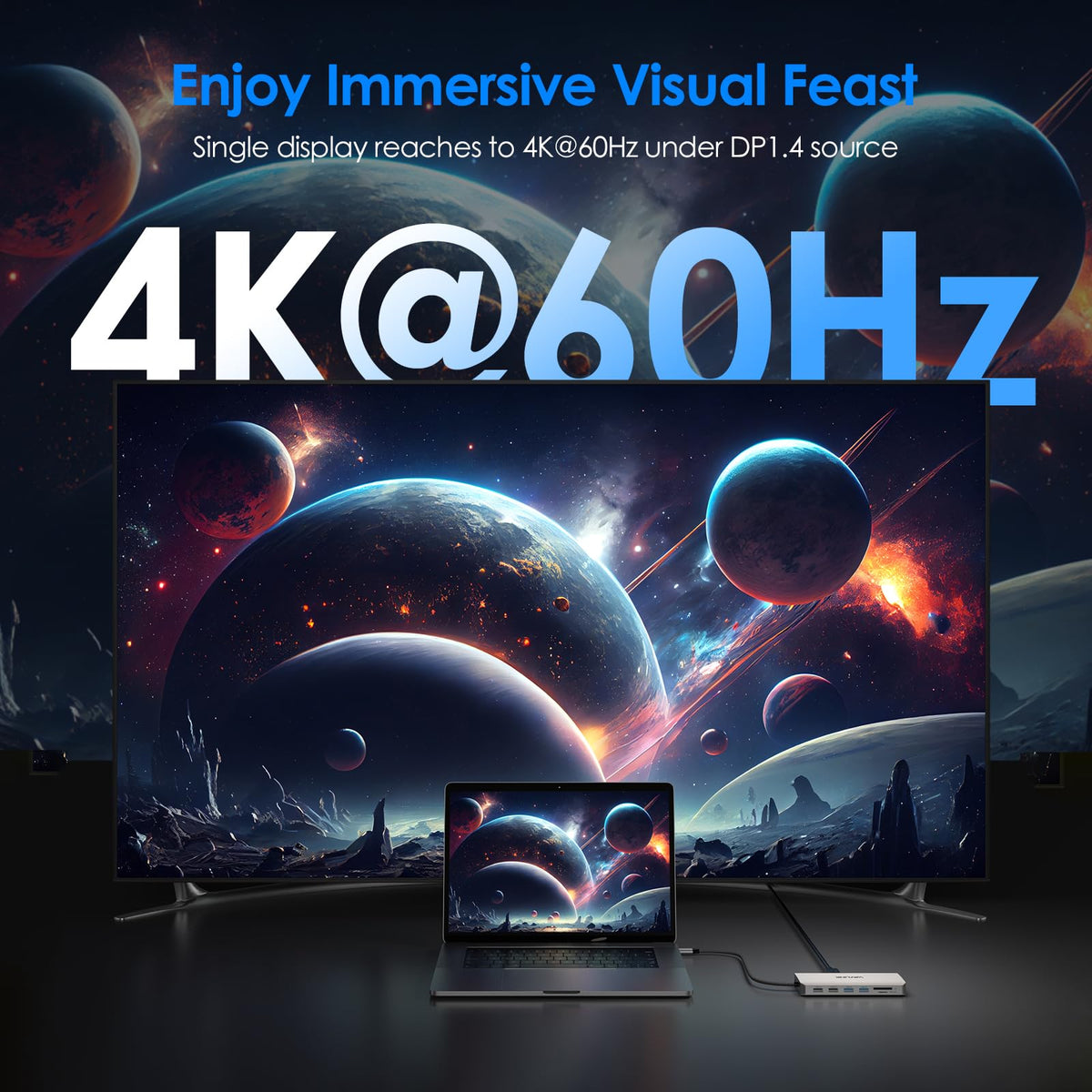 WAVLINK close-up of DisplayPort and HDMI outputs for multi-monitor productivity