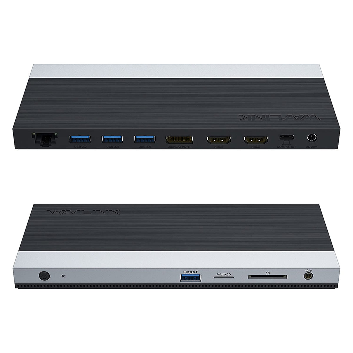 WAVLINK front ports view showing connectivity and neat cable organization benefit