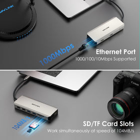 WAVLINK dock powering a triple monitor setup to expand workspace
