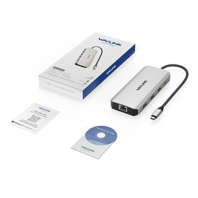 WAVLINK dock on a home office desk illustrating neat cable management