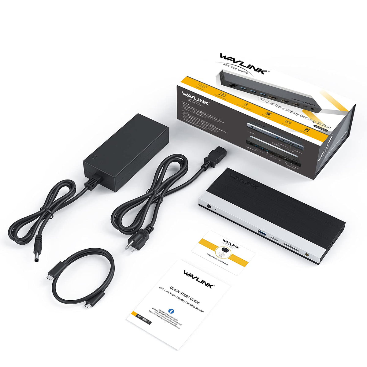 WAVLINK dock on a modern desk with accessories illustrating clean workstation setup benefit