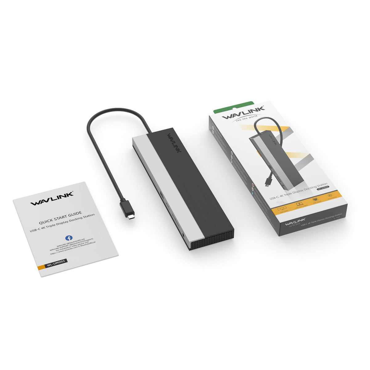 WAVLINK on a tidy desk powering peripherals and displays for efficient workspace