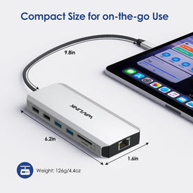 WAVLINK dock next to ruler showing compact size and easy portability