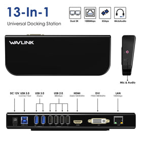 WAVLINK DisplayLink dock enabling cross-platform work on Mac and Windows.