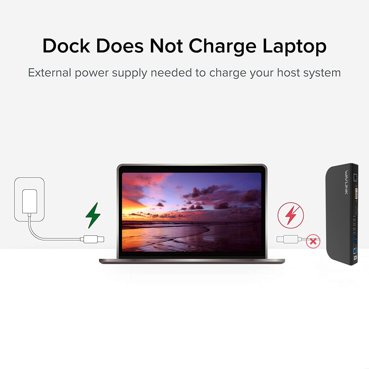 WAVLINK docking station with Gigabit Ethernet for stable wired networking.