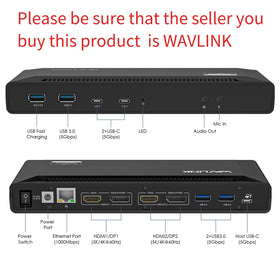 WAVLINK docking station supports 4K 60Hz dual output for vivid displays.