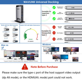 WAVLINK docking station delivering 4K60Hz output to external displays