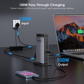 WAVLINK docking station compatible with Mac and Windows laptops in a sleek setup