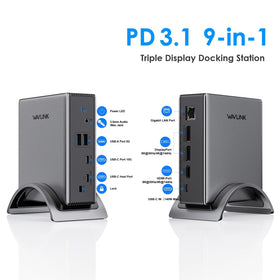 WAVLINK outputs showing DP and HDMI connections for high‑refresh visuals