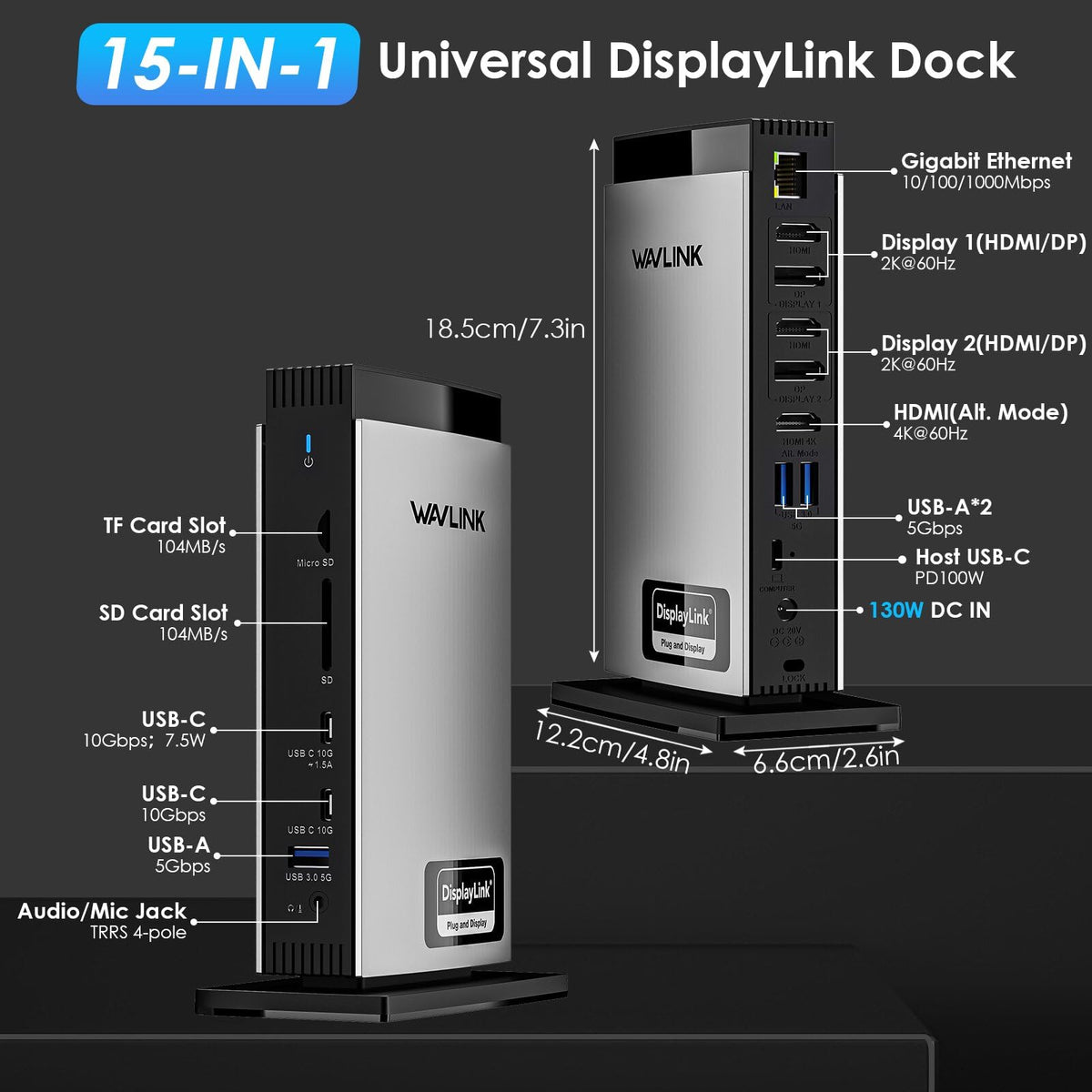 WAVLINK docking station in a modern workspace highlighting versatile connectivity