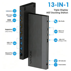 WAVLINK outputs DP and HDMI ports for high-quality visuals