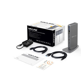 WAVLINK dock audio port supports headset and system audio.