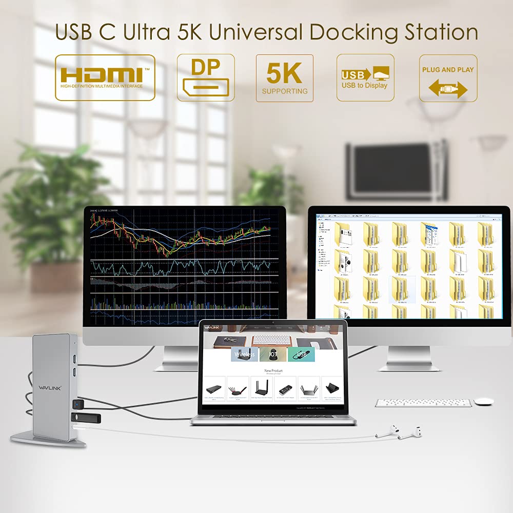 WAVLINK dock power adapter ensures stable power for all connected devices.