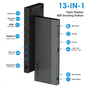 WAVLINK dual DP and HDMI outputs deliver crisp 4K visuals across displays