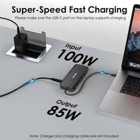 WAVLINK PD input and Gigabit Ethernet plugged in to enable charging and stable network