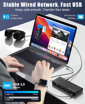 WAVLINK Pro 4K60Hz dock DisplayPort port 1 for another 4K output.