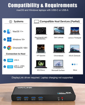 WAVLINK Pro 4K60Hz dock HDMI port 2 enables second display.