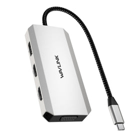 WAVLINK Quad Dock front view, compact hub for multi-monitor productivity.