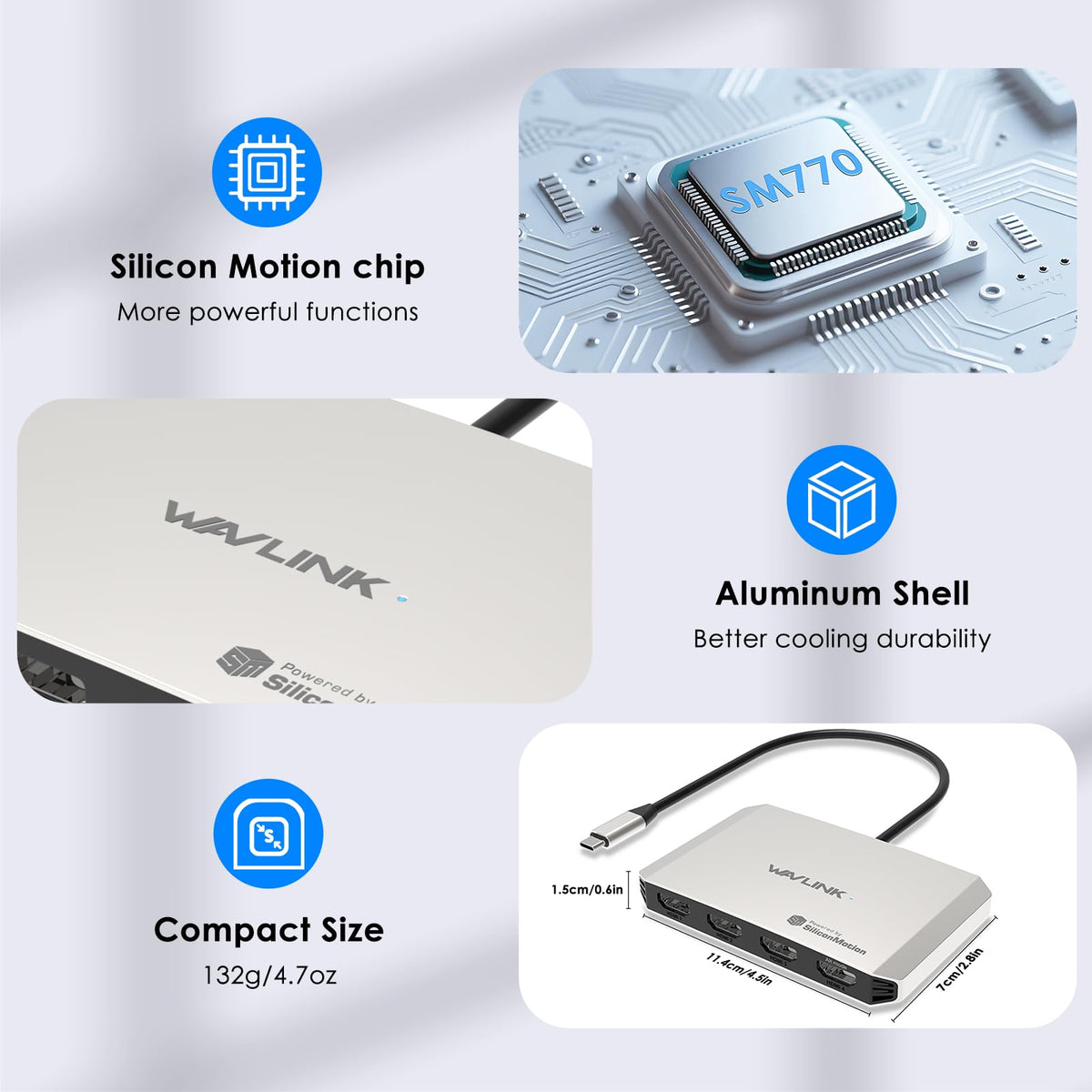 WAVLINK 4K output capability shown for design and editing workflows