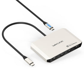 WAVLINK quad monitor dock front view with four 4K HDMI outputs for productivity